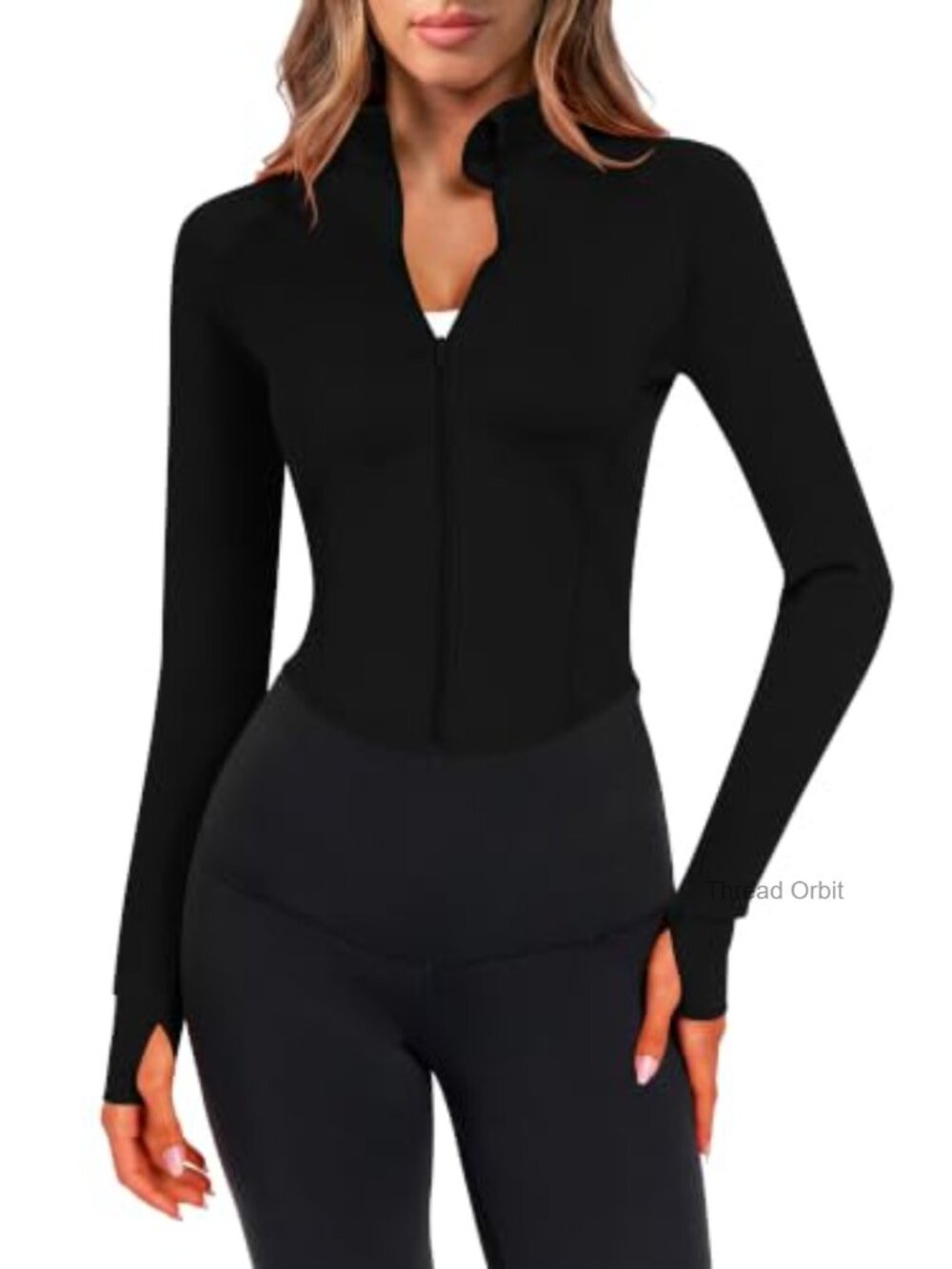 Women's Full Zip Lightweight Cropped Workout Running Jacket Slim Fit